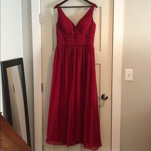 Gorgeous Cranberry Bill Levkoff bridesmaid dress